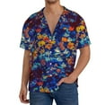 thumbnail image 3 of KLL Colorful Fall Leaves Print Men's Shirt Short Sleeve Button Down Summer Cuba Beach Shirts- 3X-Large, 3 of 7