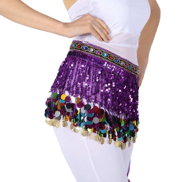 Cinturón de Lentejuelas, Cadena de cinturo, Cinturón de Bufanda de Cadera para Danza Del Vientre Preciosa , se describe Morado oscuro BLESIY Bufanda de cadera para danza del vientre para mujer