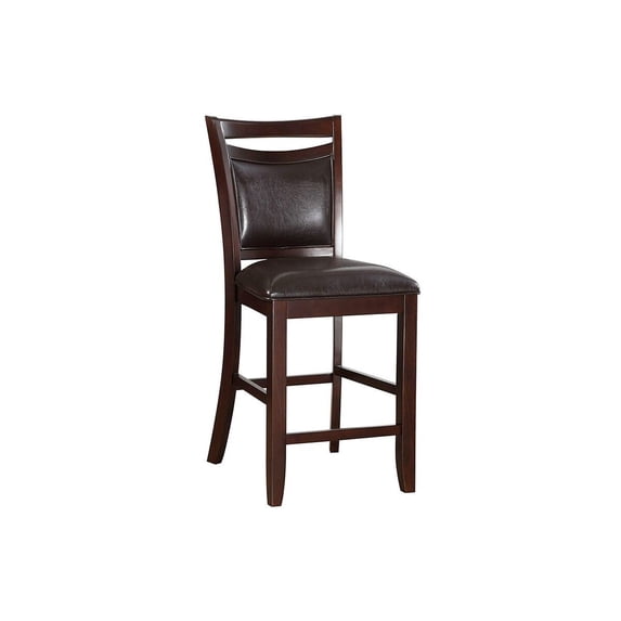 Brown Finish Set of 2 Dning Chairs Counter Height Chair Kitchen Dining Room Furniture Anacardium Wood Faux Leather Cushion Seat