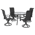 thumbnail image 2 of Mainstays Charleston 5-Piece Steel Outdoor Swivel Dining Set, Black, 2 of 11