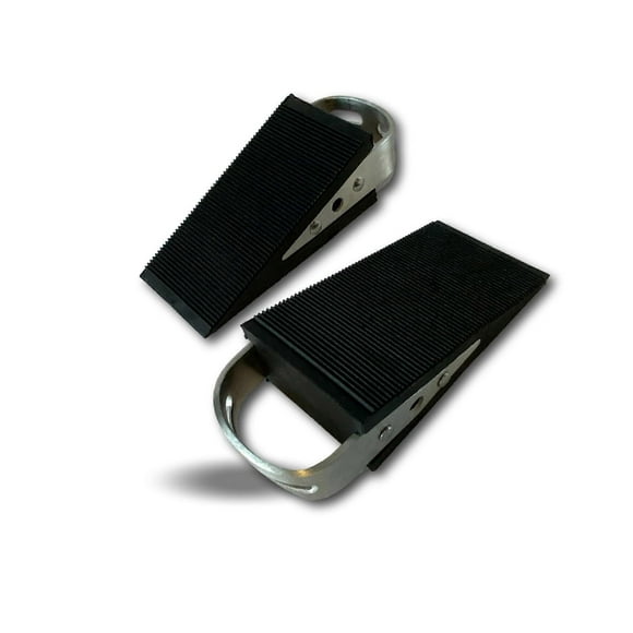 Box of 2 Hard Rubber Shims | Wedge Shaped Stopper | with sheet metal handles | Non-slip and Anti-Scratch | Door stopper Black