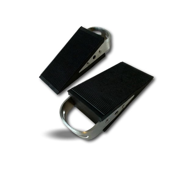 Box of 2 Hard Rubber Shims | Wedge Shaped Stopper | with sheet metal handles | Non-slip and Anti-Scratch | Door stopper Black