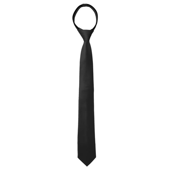 INSPIRE CHIC Men's Pre-Tied Skinny Solid Color Ties Neck Adjustable Zipper Necktie Black