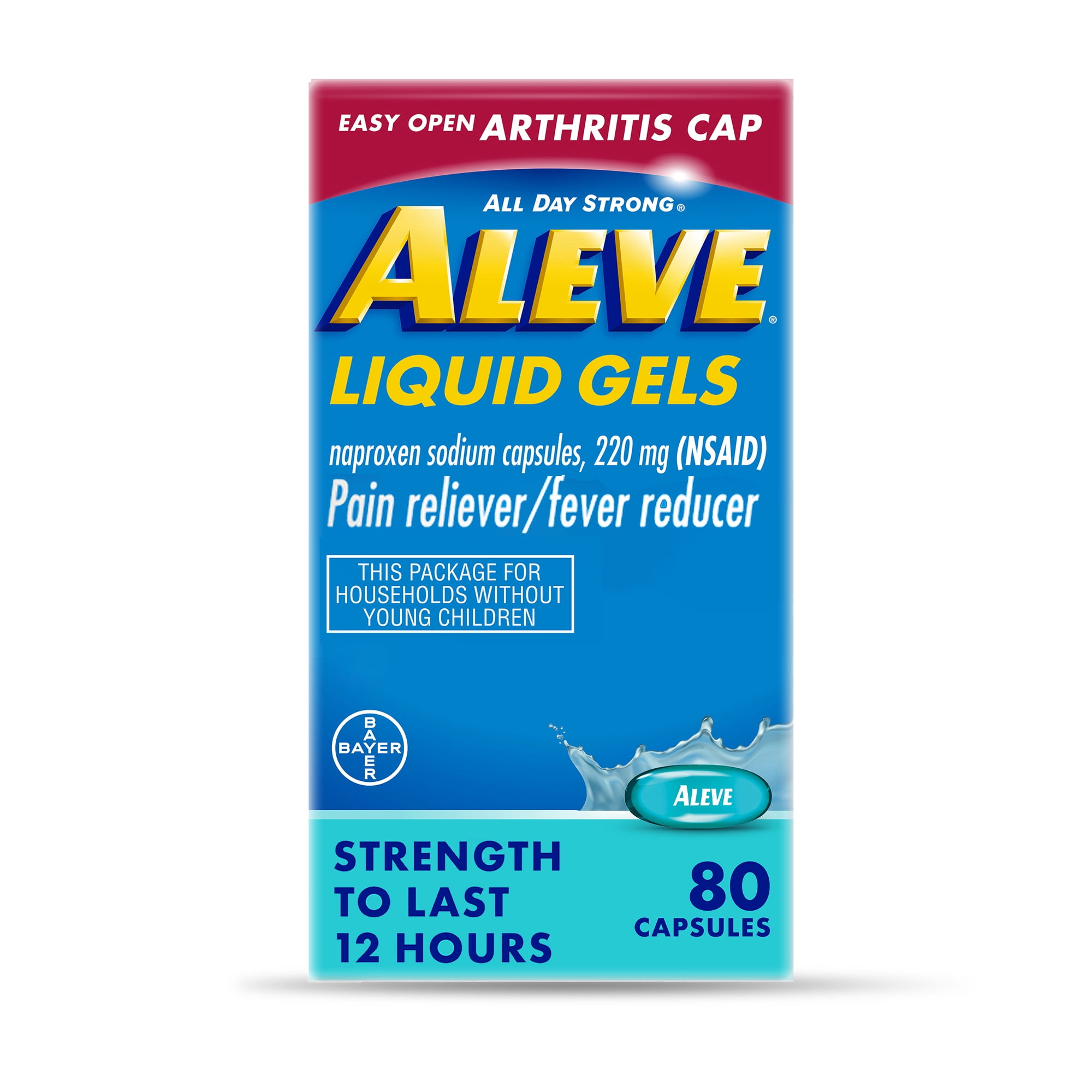 (3 pack) Aleve Pain Relief Liquid Gels Easy Open Arthritis Cap, Naproxen Sodium  80 Count