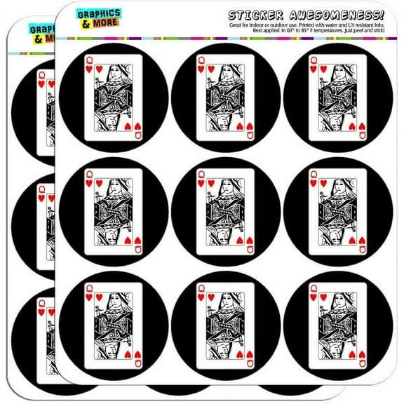 Playing Cards Queen of Hearts 18 2" Planner Calendar Scrapbooking Crafting Stickers