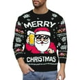 thumbnail image 4 of DHFJKG Christmas Sweater For Men Knitted Funny Santa Pattern Crew Neck Long Sleeve Loose Fit Knitwear Pullover Xmas Festive Soft Tops, 4 of 4