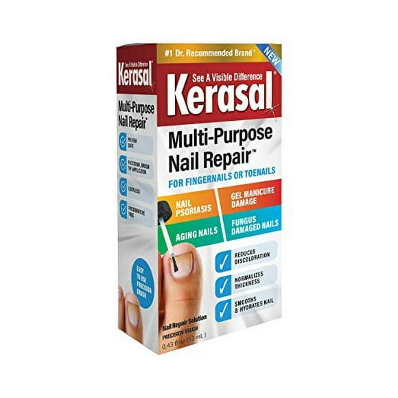 Kerasal Multi-Usages pour la Réparation des Ongles 13ml, Traitement des Ongles Améliore l'Apparence des Ongles Endommagés Ou Vieillissants.