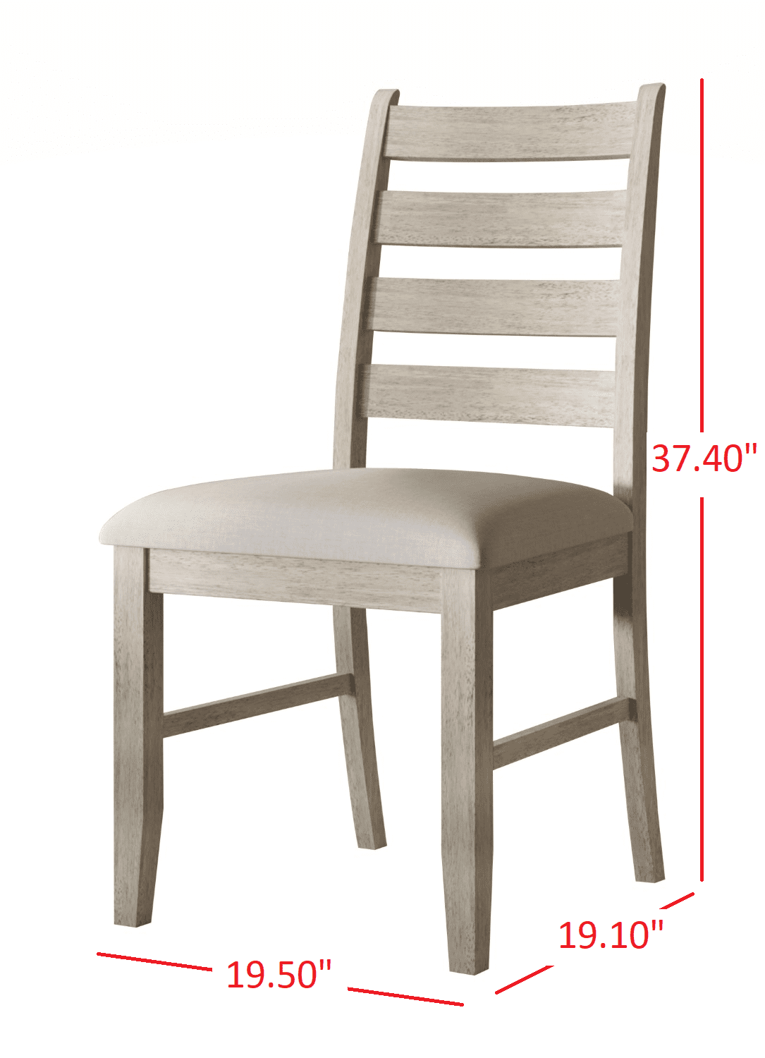 Home Design Cindy Dining Chair, Set of 6, Ladder Back Upholstered Seats, Warm Gray/Antique Gray