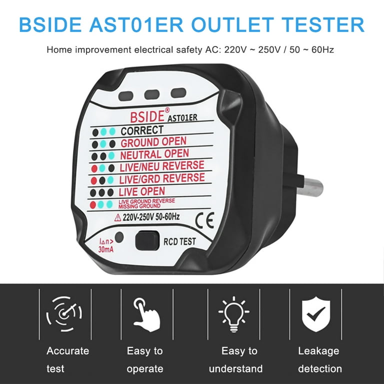 Automatic Electric UK/US/EU Plug Outlets Safety Socket Tester for Home  50-60Hz