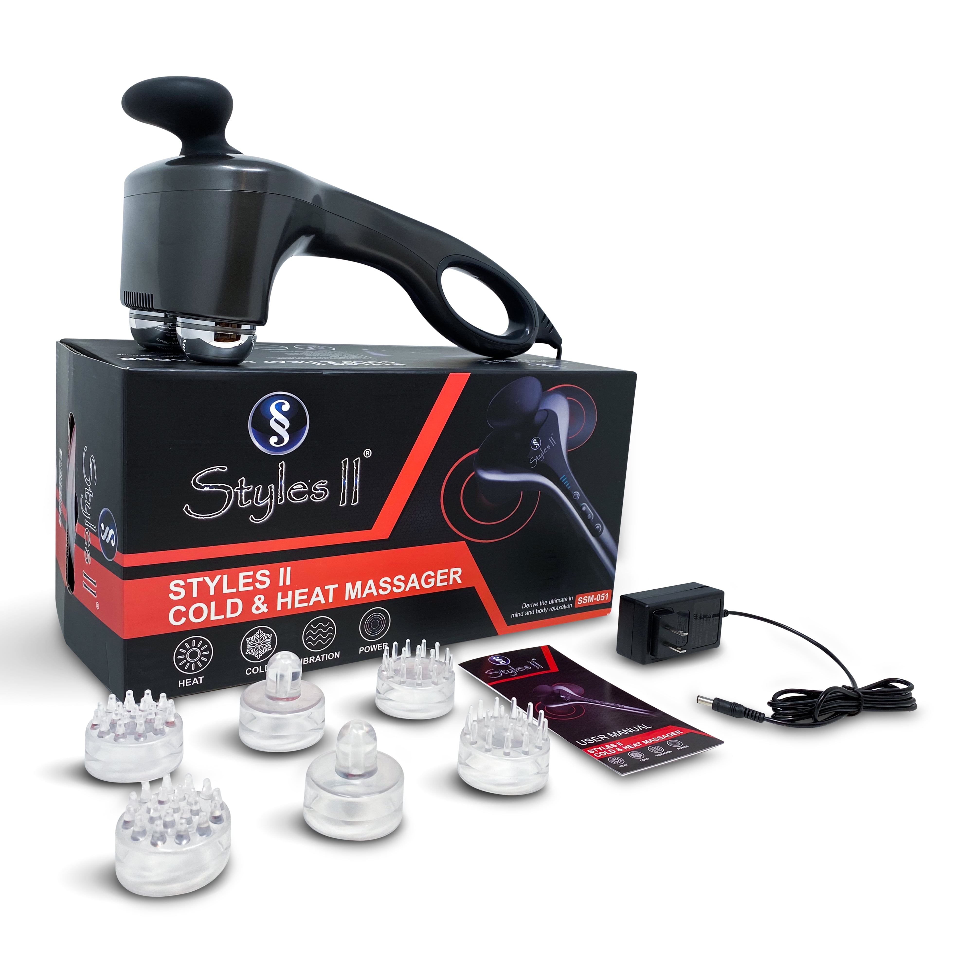 Styles II Cold & Heat Handheld Percussion Action Massager with Adjustable Intensity Dual