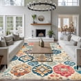 thumbnail image 4 of Boho Morocco Large Area Rug 8x10 FT, Non Slip Living Room Throw Carpet, Retro Farmhouse Ethnic Neutral Aesthetic Washable Soft Indoor Outdoor Carpet Non-Shedding Rug for Bedroom Dining Room, 4 of 9