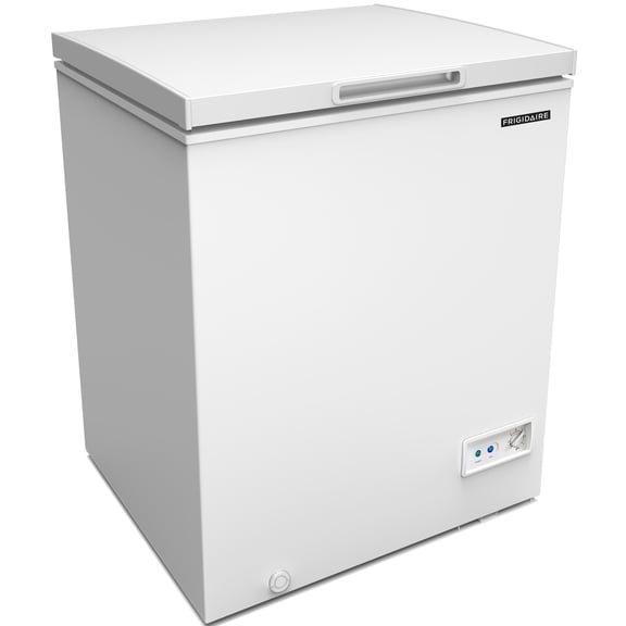 Frigidaire 5.0 Cu Ft Chest Freezer, White – Compact Deep Freezer for Garage, Kitchen, Apartment, Small Freezer for Bulk Storage