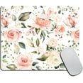 thumbnail image 1 of Pink and Green Flowers Mouse Pad 9.5x7.9x0.12 Inch Rectangular Desk Accessories with Floral Roses, Perfect for Home and Office Use, Add a Touch of Elegance, 1 of 5