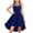 Navy, variant on CHEEREAM High Low Dress For Kids Illusion Neck Mesh Tulle Sleeveless Party Dresses Girls Bowknot Decorated Formal Princess Gown Flowy Outfit