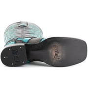 FERRINI Men's Patchwork S-Toe Black/Teal Boots, Size: 9-D (1139350090D)