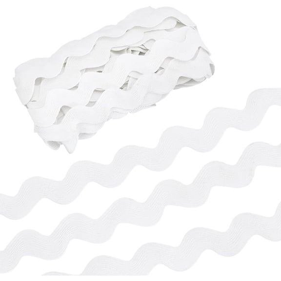 3/4 Inch X 10 Yards White RIC Rac Jumbo Trim Wave Bending Ribbon for Sewing Clothes Making Decorative RIC Rac for Basket Liner Pillow Cover Table Runner Curtain Home Dector White