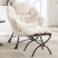 thumbnail image 2 of Lazy Chair with Ottoman,  Lounge Chair for Reading, Relaxing, and Napping, Perfect for Living Room, Bedroom, or Office, White, 2 of 7