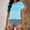 (Fashion 120)Light Blue, variant on Aimik Women's Fashion Striped print Tops Round Neck Short Sleeve Casual T-shirt Summer Loose Fitted Tee