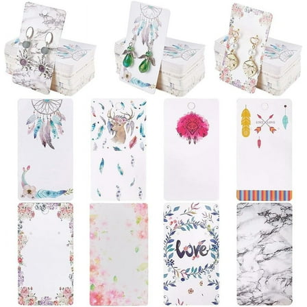Earrings Display Cards Earring Holder Cards 9x5cm/3.5x2inch Displaying Paper Cards White Earring Card Bulk Hanging Earring Cards for Display Selling Packaging Jewelry Making DIY Supplies diy White