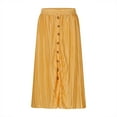 thumbnail image 6 of Generic Women's Flowy Midi Skirt Summer Pleated High Waisted Casual Button Front Skirts, 6 of 7