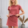 thumbnail image 2 of Vacation Outfits for Women Cropped Short Sleeve Tshirt Matching Tennis Skort Sets Summer Lounge Skirt Sets Orange XXL, 2 of 5