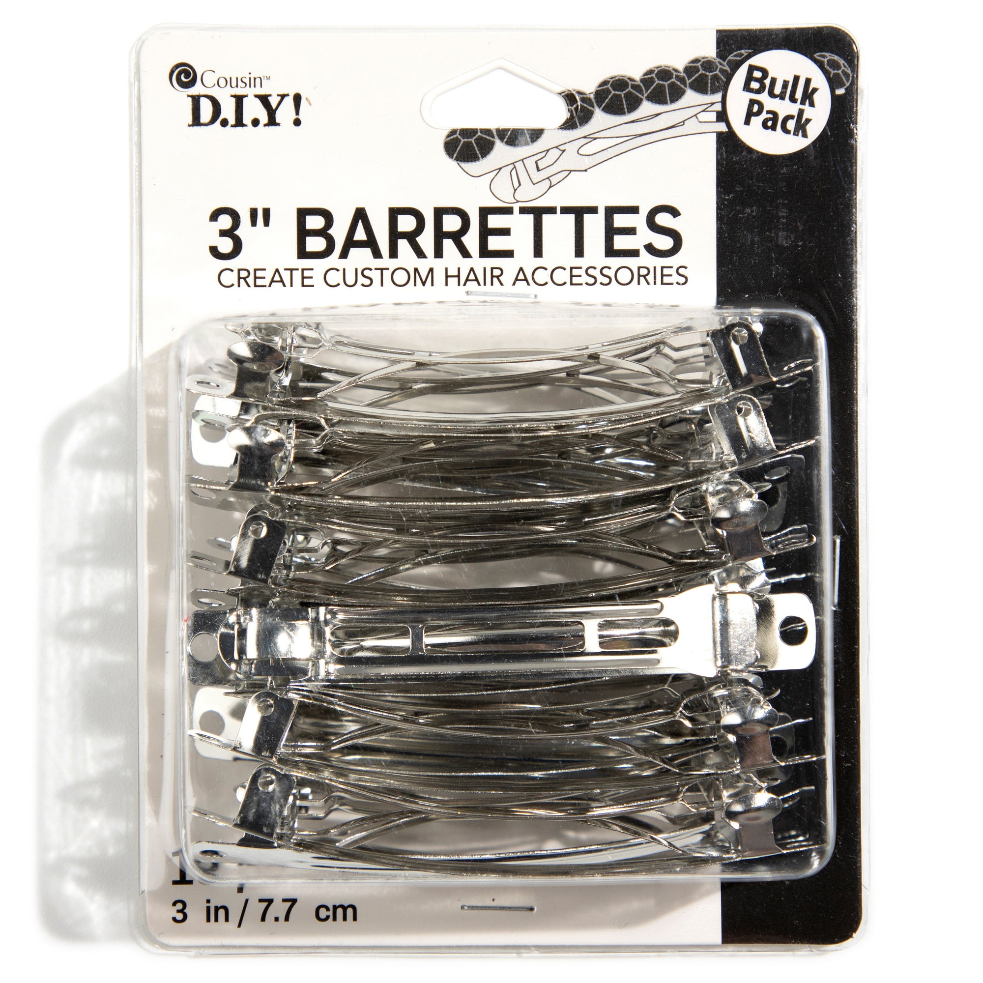 (2 pack) Cousin DIY 3 in Metal French Barrette, Hair Clip, Silver, 18 Piece, Adult
