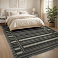 thumbnail image 3 of ODIKA 8'x10' Washable Area Rug Non-Slip Chair-Friendly Mat Distressed Ticking Lines Border Doormat Farmhouse Striped Boho Refined for Dining Room, Large Office, Lounge, 3 of 7