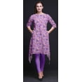 thumbnail image 4 of Bimba Hauts Imprimés Floraux Feuilles Violettes & Renoncules pour Femmes Kurti Asymétrique Robe d'Été pour Filles XSmall, 4 of 6