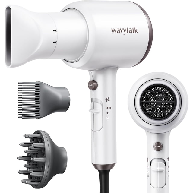 Secador de pelo Wavytalk 1875W con difusor y concentrador blanco