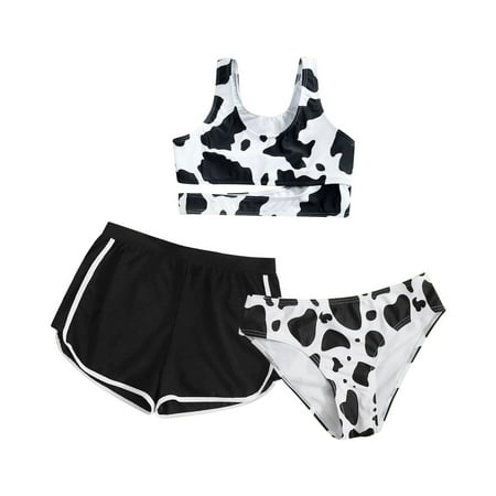 

NECHOLOGY Girls Swimwear 10 12 Baby Girl Summer Suspender Cow Print Swimwear Shorts 3PCS Bikini Swimsuit Girl Swimming Suit Swimwear White 10 Years