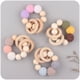 thumbnail image 4 of Productos para bebés Clip de madera para chupete para apaciguar al bebé Bola de lana grande Muelas para morder DIY Cadena para chupete Cadena anticaída, 4 of 6