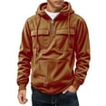 thumbnail image 2 of Zylanna Men's Hooded Sweatshirts with Multi-Pockets, Fleece Lined Casual Half-Zip Solid Color Sport Hoodies Pullover for Men Orange, 2 of 5