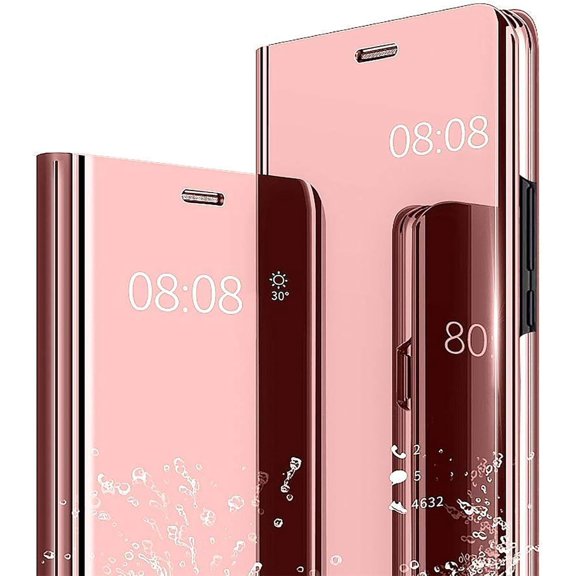 Mirror Case with Kickstand for Samsung Galaxy S25 Plus (Not S25)/ S24 Plus for Women Girls, Luxury Smart Clear View Shockproof Protective Cover for Samsung Galaxy S25  Plus JM-Rose Gold
