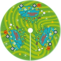 CEklwe 48 Inch Cartoon Christmas Tree Skirt Green Merry Christmas Mystery Car Decoration Skirts Tree Mat for Holiday Xmas Party Decorations Christmas Decorations for Tree