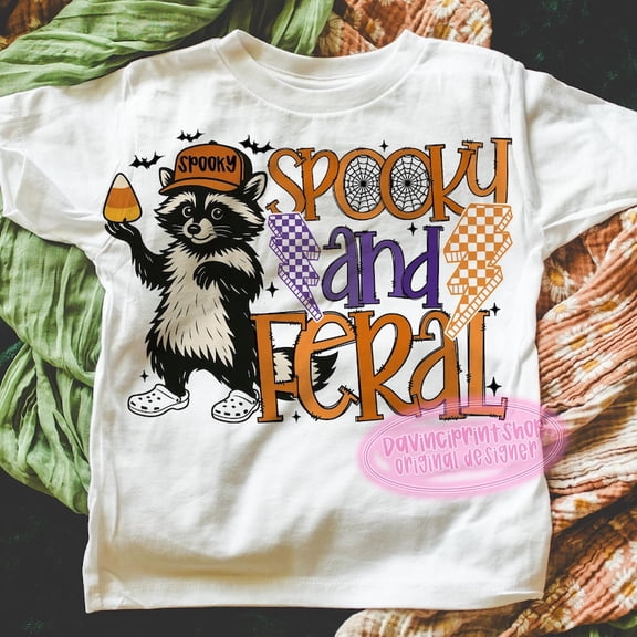 Spooky and Feral Raccoon Shirt, Funny Halloween Raccoon Tee, Creepy Cute Raccoon Shirt, Halloween Sublimation Shirt, Raccoon Halloween Shirt