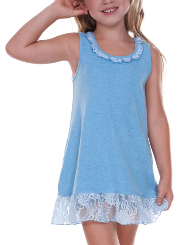 Kavio Kavio! Little Girls 36X Lace Trim ALine Tank Dress Azure 5/6