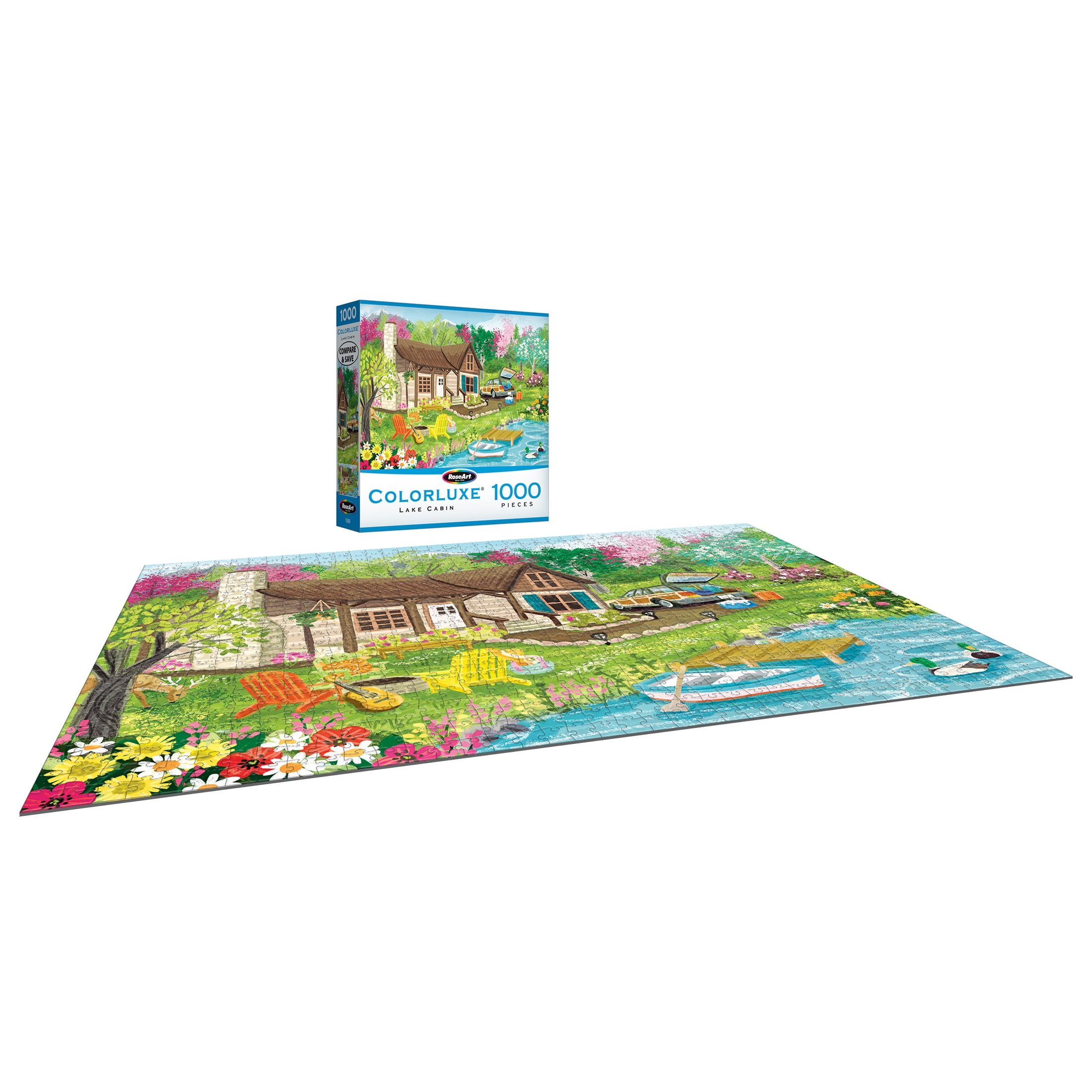 RoseArt Colorluxe 1000-Piece Lake Cabin Adult Interlocking Jigsaw Puzzle