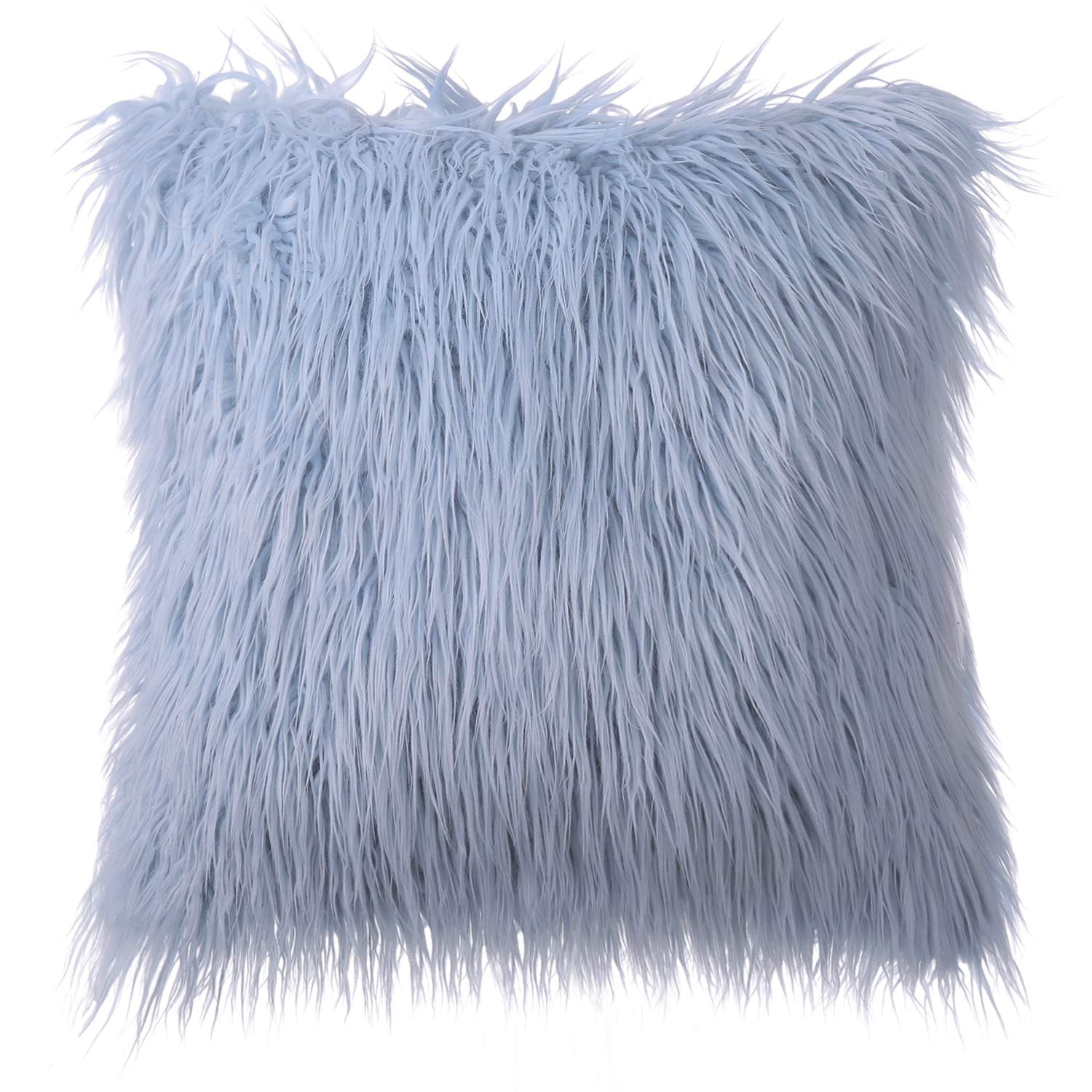 Phantoscope Merino Style Faux Fur Series Decorative Throw Pillow, 20" x 20", Light Blue, 1 Pack