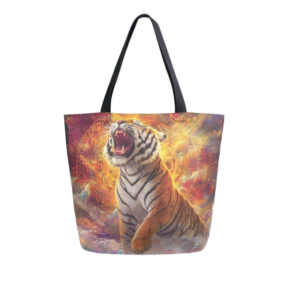DIXRUYEE Tote Bag Women Weekender Travel Bag Shoulder Handbag Powerful Tiger Roaring Printed