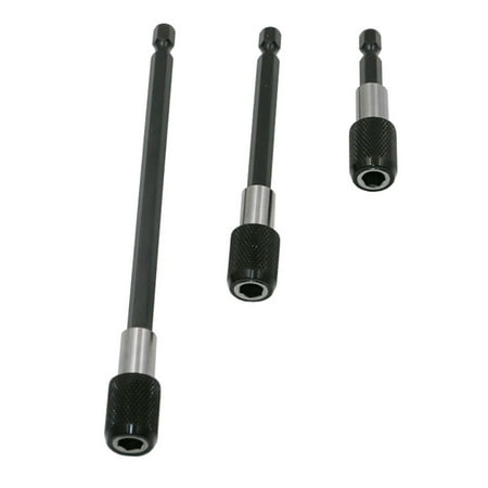 

Kiteke Faucets Hex 3X Holder Tool Extension Bit Quick Release 1/4 Screwdriver Shank Faucets Hardware Adapter 1X 3Pc Black Knurled Extension Bar 60-100-150