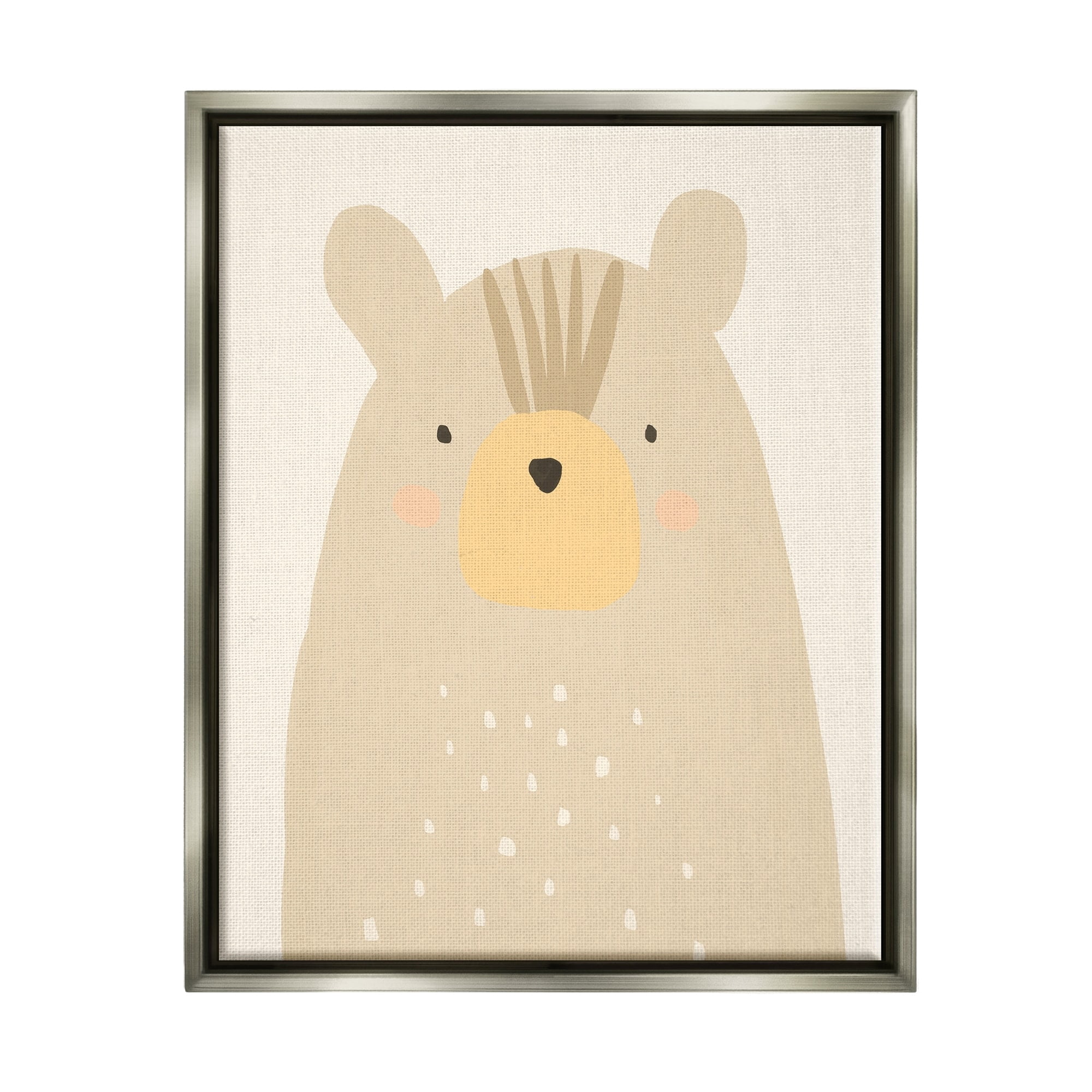 Stupell Industries Charming Brown Bear Casual Style Animal Drawing Graphic Art Luster Gray Floating Framed Canvas Print Wall Art, Design by Heather McLaughlin