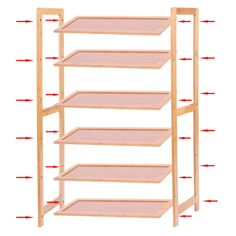 6-Tier Foldable Bamboo Shoe Shelf Multifunctional Free Standing Shoe Rack ,Tool-free Space Saving Storage Shelf for Home Entryway Hallway Balcony  Living Room [Size:94 * 50 * 28cm] - Natural price in Saudi Arabia