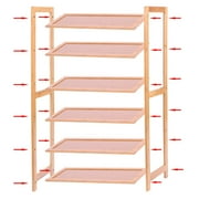 Ktaxon 6 Tiers Bamboo Shoe Storage Rack Sturdy Shoe Shelf Shoe Stand Closet Organizer, 18-24 Pairs, Wood Color