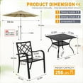 thumbnail image 2 of SUNCROWN 5-Piece Outdoor Wrought Iron Chairs and Table Patio Dining Furniture Set - 4 Stackable Metal Chairs, 1 Steel Slat Bistro Table and 1 Brown 9Ft Patio Umbrella for Garden Backyard Deck, 2 of 8