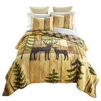 Donna Sharp Painted Deer 3PC Full/Queen Lodge Quilt Set