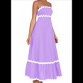 thumbnail image 2 of Vestido Fluido de Verano 2025 para Mujer, Informal, Sin Mangas, con Tirantes Finos y Volantes, para Playa, Color Taro XL, 2 of 6
