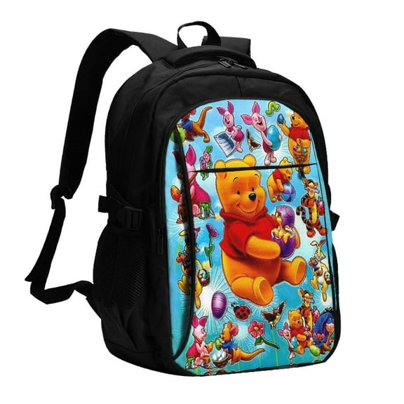 Winnie The Pooh Large Travel Laptop Backpack With Usb Charging Port Business Computer Bag For Men Women College Backpacks