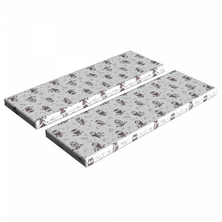

Owl Bench Cushion Set of 2 Cartoon Style Illustration of Birds on the Branches Mysterious Woods Print Standard Size Foam Pad and Decorative Cover Eggplant and White by Ambesonne