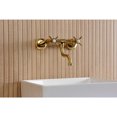thumbnail image 2 of Kingston Brass KS2117BEX Essex Double-Handle 2-Hole Wall Mount Bathroom Faucet in Brushed Brass, 2 of 8