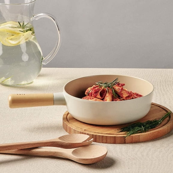 Neoflam FIKA 7 Inch Wok with Ceramic Coating, Non-Stick Pan with Wood Handle